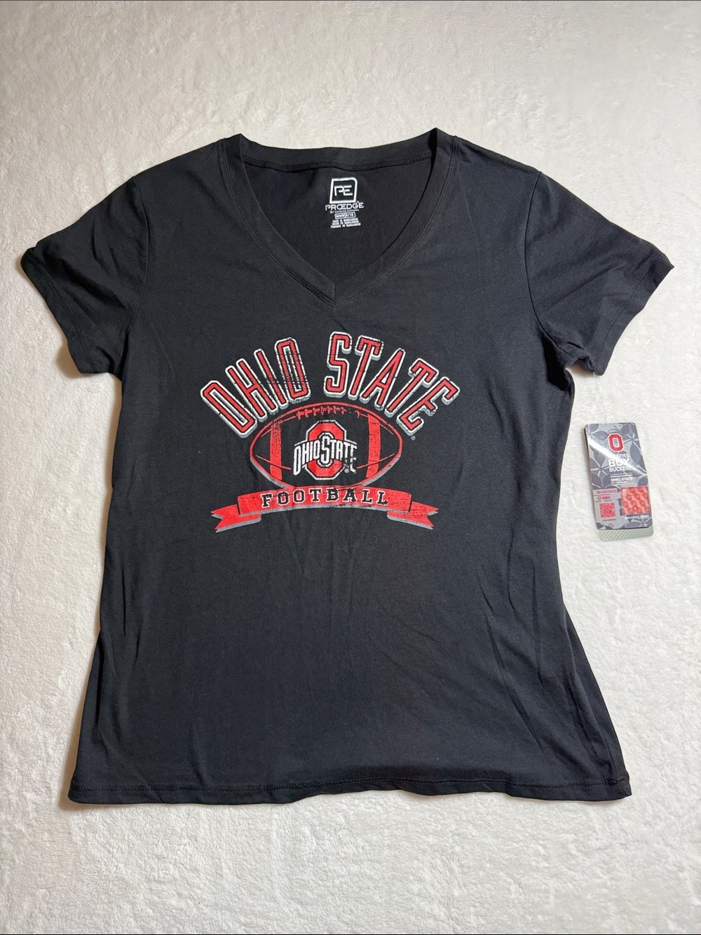 Pro Edge Ohio State Football V-Neck Tee - Black/Red